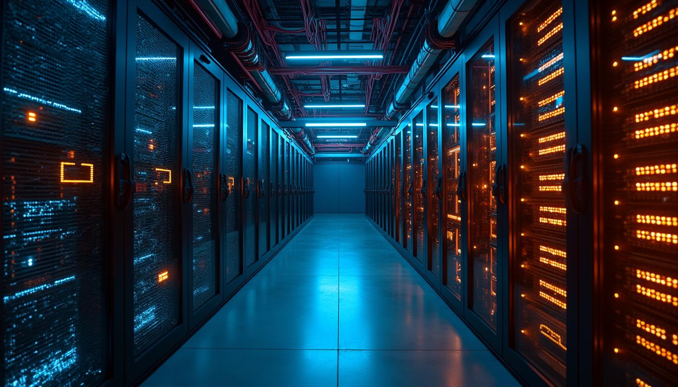 Modernes Rechenzentrum mit Server-Racks - IT Betrieb durch Trimind